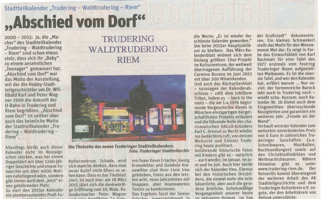 Kulturzentrum im Truderinger Kalender
