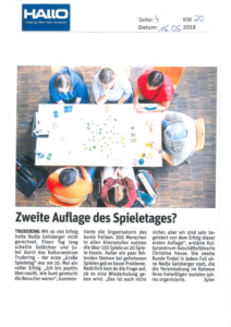 Auszug aus der Presse "Zweite Auflage des Spieletages?"