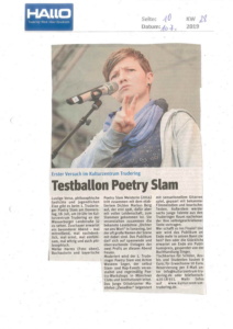 Presseebericht "Testballon Poetry Slam"