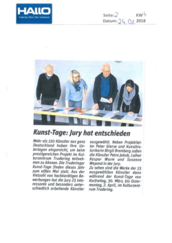 Pressebericht "Kunst-Tage: Jury hat entschieden"