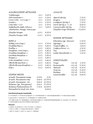Restaurant Dione Getränkekarte 2026
