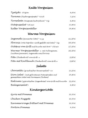 Restaurant Dione Vorspeisen 2026